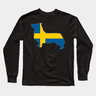 Swedish Vallhund Sweden Flag Filled Long Sleeve T-Shirt